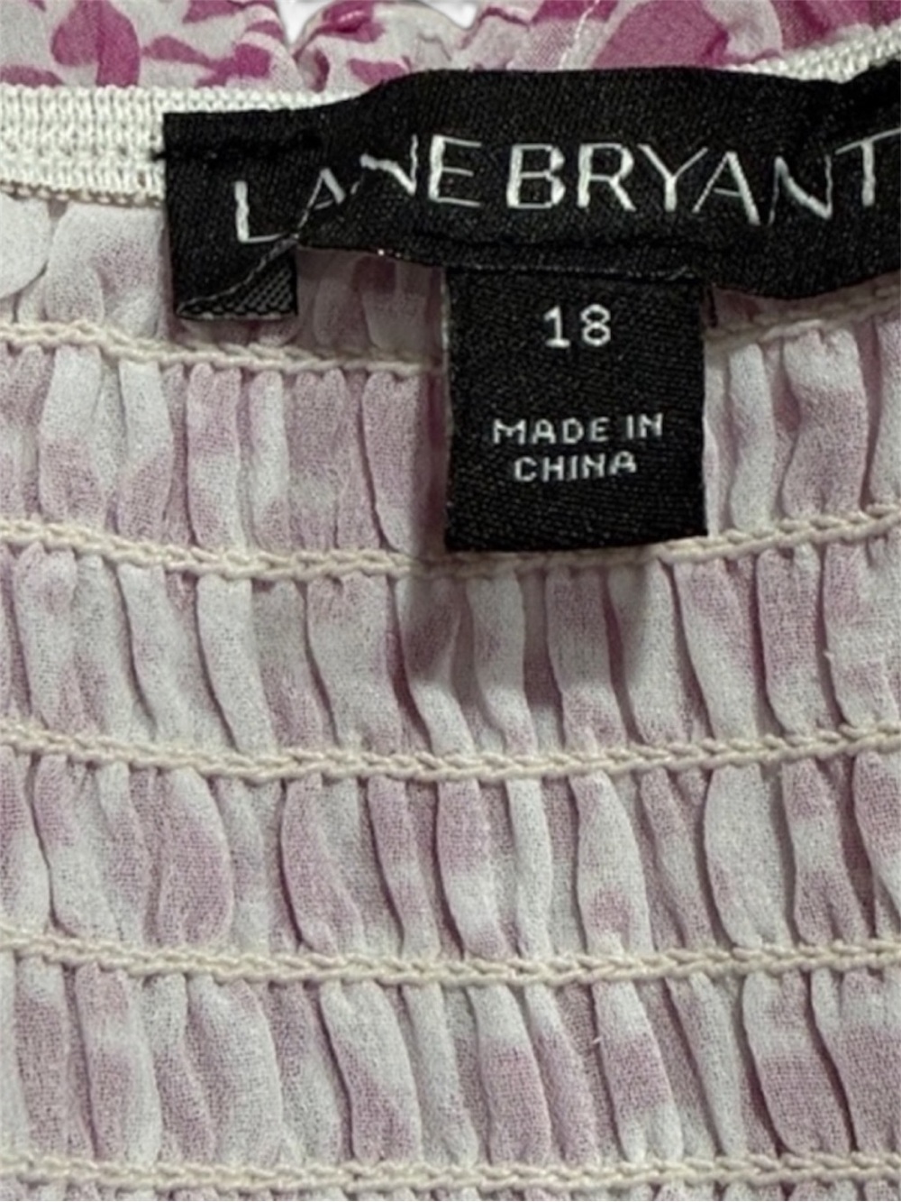 Lane Bryant Size 18 Pink and White Smocked Floral Top. Great condition - Picture 2 of 3